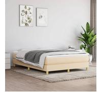 vidaXL Cadre de lit à ressorts rembourré 140x200 cm - Lit double avec sommier à lattes, crème tissu