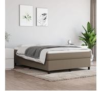 vidaXL Lit double rembourré à ressorts 140x200 cm Tissu Taupe avec sommier à lattes
