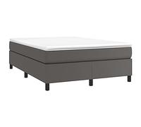vidaXL Cadre de lit rembourré sans matelas, sommier à lattes, similicuir gris 140x190 cm