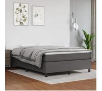 vidaXL Cadre de lit rembourré sans matelas, sommier à lattes, similicuir gris 140x190 cm