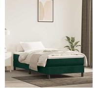 vidaXL Cadre de lit simple rembourré avec sommier à lattes – Vert foncé 90x190 cm Velours