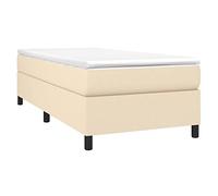 vidaXL Cadre de Lit à Ressorts, Lit Rembourré, Lit Simple avec Sommier à Lattes, Lit Adulte de Chambre à Coucher Intérieur, Moderne, Crème 90x200 cm Tissu