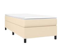 vidaXL Cadre de lit à Lattes, Lit Rembourré, Lit Simple avec Sommier à Lattes, Lit Adulte de Chambre à Coucher Intérieur, Moderne, Crème 90x190 cm Tissu