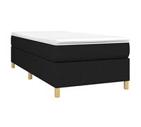 vidaXL Cadre de lit à Lattes, Lit Rembourré, Lit Simple avec Sommier à Lattes, Lit Adulte de Chambre à Coucher Intérieur, Moderne, Noir 80x200 cm Tissu