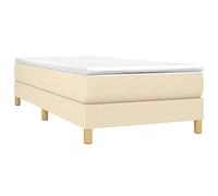 vidaXL Cadre de lit rembourré simple avec sommier à lattes, tissu crème 90x190 cm