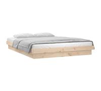 vidaXL Cadre de lit à LED 120x190 cm Petit double Bois massif Marron