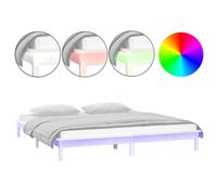 Bedframe LED massief hout wit 135x190 cm820647