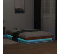 vidaXL Cadre de lit à LED 844413 – Bois de pin massif, 120x200 cm, cire marron