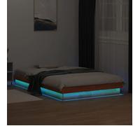 vidaXL Cadre de Lit à LED Lit Simple avec Sommier à Lattes Lit Double Lit Adulte de Chambre Moderne Cire Marron 140x190 844423