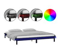 Vidaxl Cadre De Lit À Led Noir 200x200 Cm Bois Massif Marron