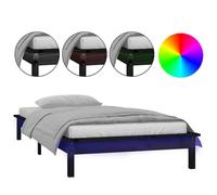 Vidaxl Cadre De Lit À Led Noir 75x190 Cm Petit Simple Bois Massif Marron