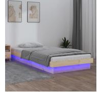 vidaXL Cadre de lit à LED sans matelas 100x200 cm bois massif 819962