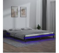 vidaXL Cadre de lit à LED sans matelas gris 140x190 cm bois massif 820653
