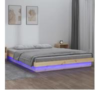 Cadre De Lit Avec Led 160x200 Cm Bois Massif Pin Avec Usb Et Télécommande Marron