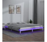 vidaXL Cadre de Lit à LED Sommier à Lattes Lit Double Lit Adulte Cadre à Lattes sur Pied Meuble de Chambre à Coucher Blanc 820652