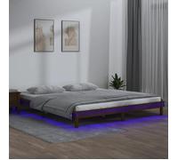 vidaXL Cadre de Lit à LED Sommier à Lattes Lit Double Lit Adulte Cadre à Lattes sur Pied Meuble de Chambre à Coucher Marron 820654