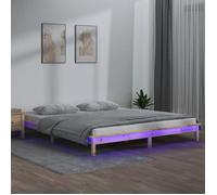 vidaXL Cadre de Lit à LED Sommier à Lattes Lit Double Lit Adulte Cadre à Lattes sur Pied Meuble de Chambre à Coucher 140x190 820651