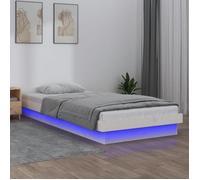 Vidaxl Cadre De Lit À Led Blanc 90x190 Cm Simple Bois Massif Blanc