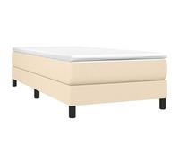 vidaXL Cadre de Lit à Ressorts, Lit Rembourré avec Pieds, Lit Simple avec Sommier à Lattes, Lit Adulte de Chambre à Coucher, Moderne, Crème 90x190 cm Tissu