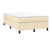 vidaXL Cadre de Lit à Ressorts, Lit Rembourré, Lit Double avec Sommier à Lattes, Lit Adulte de Chambre à Coucher, Moderne, Crème 120x200 cm Tissu