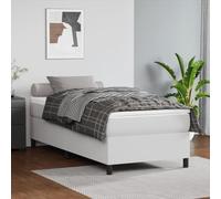 vidaXL Cadre de lit à sommier tapissier en Similicuir Blanc 90 x 190 cm, lit, sommier tapissier, Cadre de lit, lit Simple, sommier tapissier, Lits, berceaux