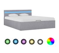 Vidaxl Cadre De Lit À Stockage Avec Led Gris Clair Tissu 140x200 Cm Gris