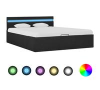 Vidaxl Cadre De Lit À Stockage Avec Led Gris Foncé Tissu 140x200 Cm Gris