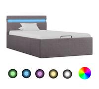 Vidaxl Cadre De Lit À Stockage Hydraulique À Led Taupe Tissu 100x200cm Gris