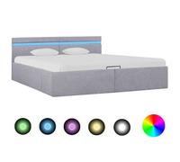 vidaXL Cadre de Lit à Stockage Hydraulique avec LED Lit Rembourré Lit Double Lit Adulte Lit Coffre Chambre à Coucher Maison 285610