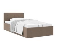 vidaXL Cadre de Lit à Stockage Hydraulique Lit Rembourré Lit Simple Lit Adulte Lit Coffre Chambre à Coucher Maison Intérieur Taupe Tissu 90x200 cm