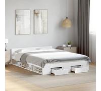 vidaXL Cadre de Lit à Tiroirs Blanc 120x190 cm en Bois d'Ingénierie - Lit de Rangement Double - Meuble de Chambre à Coucher