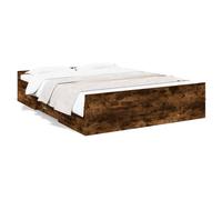 Vidaxl Cadre De Lit À Tiroirs Chêne Fumé 160x200 Cm Bois D'ingénierie Marron