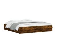 vidaXL Cadre de lit à tiroirs chêne fumé 160x200 cm Bois d'ingénierie, lit, lit de Rangement, Cadre de lit Double, lit Double