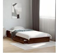 vidaXL Cadre de lit à tiroirs chêne marron 90x190 cm bois d'ingénierie, lit, lit de rangement, cadre de lit simple, lit 3280712