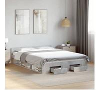 Vidaxl Cadre De Lit Avec Tiroirs Sans Matelas Gris Béton 160x200 Cm Marron