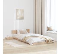 vidaXL Cadre de lit au Sol avec Tables de Chevet Naturel 90X190cm en Bois de pin Massif Design intégré Solution de Rangement mobilier pour Chambre à Coucher de Style Japonais Minimaliste Durable sous