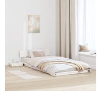 Vidaxl Cadre De Lit Au Sol Avec Tables De Chevet Blanches 90x200cm En Bois Massif
