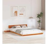 vidaXL Cadre de lit au sol avec tables de chevet Marron ciré 140X200Cm Bois massif Design élégant pour chambre d'adulte Lit 872400