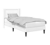 vidaXL Cadre de lit avec Bandes LED Blanc 90 x 190 cm Simili Cuir, Chambre stylée, lit Moderne, Plateforme élégante, Design Solide, Cadre innovant, Sommeil raffiné, Look Urbain