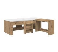 vidaXL Cadre de Lit avec Bureau 2 pc Chêne Artisanal Bois d'ingénierie, Cadre de lit Moderne, Espace de Travail Compact, Design à Lattes en Bois, Combo Meuble Fonctionnel