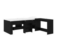 vidaXL Cadre de Lit avec Bureau 2 pc Chêne Noir Bois d'ingénierie, Cadre de lit Moderne, Espace de Travail Compact, Design à Lattes en Bois, Combo Meuble Fonctionnel
