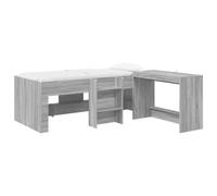 vidaXL Cadre de Lit avec Bureau 2 pc Sonoma Gris Bois d'ingénierie, Cadre de lit Moderne, Espace de Travail Compact, Design à Lattes en Bois, Combo Meuble Fonctionnel