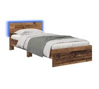 vidaXL Cadre de lit avec LED Bois ancien 80 x 200 cm Bois d'ingénierie, Cadre de lit moderne, design rectangulaire, LED avec tête de lit, éclairage sympa pour une chambre stylée