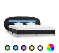 Vidaxl Cadre De Lit Avec Led Noir Similicuir 180 X 200 Cm Noir