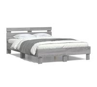 vidaXL Cadre de lit avec LED sans matelas sonoma gris 135x190 cm