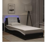 vidaXL Cadre de lit avec LED sans matelas Zadar noir et blanc 90x200 cm 3214087