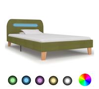 Vidaxl Cadre De Lit Avec Led Vert Tissu 90 X 200 Cm Vert