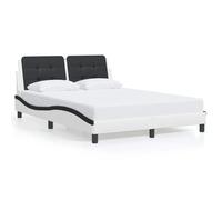vidaXL Cadre de lit 3214109 – Similicuir noir/blanc, lumières LED, 140x190 cm