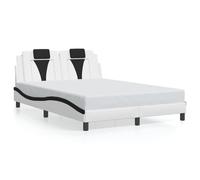 Vidaxl Cadre De Lit Avec Lumières Led Blanc Noir 140x200 Cm Similicuir Blanc