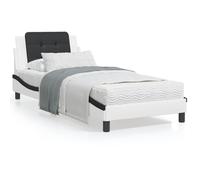 Vidaxl Cadre De Lit Avec Lumières Led Blanc Noir 90x200 Cm Similicuir Blanc